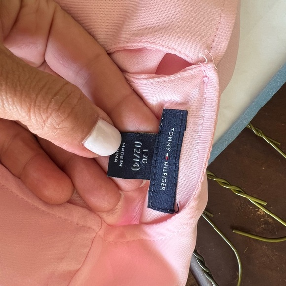 Tommy Hilfiger Girls Large Pink Cut Out Shoulder Ruffle Dress - Picture 6 of 7